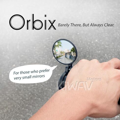 KiWAV Orbix 1-3/4 بوصة أسود مستدير للدراجات النارية بار نهاية مرآة عالمية تناسب 7/8 بوصة المقود المجوف يباع كقطعة واحدة in Kuwait