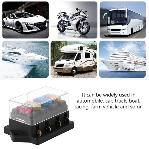 4-Way Block, Fydun Circuit Standard Blade Box Block Holder with 5A+10A+15A+20A for Dc 12/24v Automotive Car Marine Boat RV Truck in Kuwait