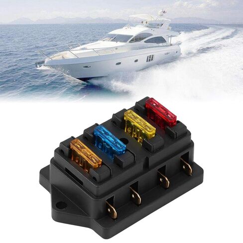 4-Way Block, Fydun Circuit Standard Blade Box Block Holder with 5A+10A+15A+20A for Dc 12/24v Automotive Car Marine Boat RV Truck in Kuwait