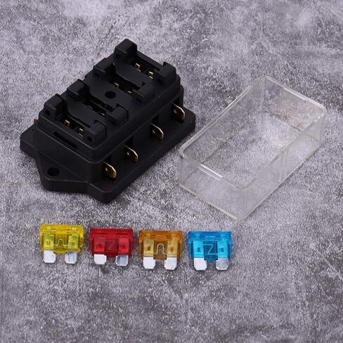 4-Way Block, Fydun Circuit Standard Blade Box Block Holder with 5A+10A+15A+20A for Dc 12/24v Automotive Car Marine Boat RV Truck in Kuwait