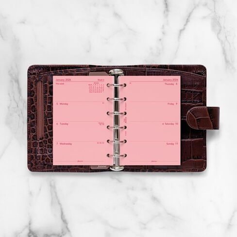 Filofax Calendar Diary Refill, Pocket Size, Week-to-View, Pink Paper, Unruled, English, 2026 (C68278-26) in Kuwait