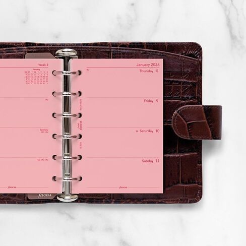 Filofax Calendar Diary Refill, Pocket Size, Week-to-View, Pink Paper, Unruled, English, 2026 (C68278-26) in Kuwait