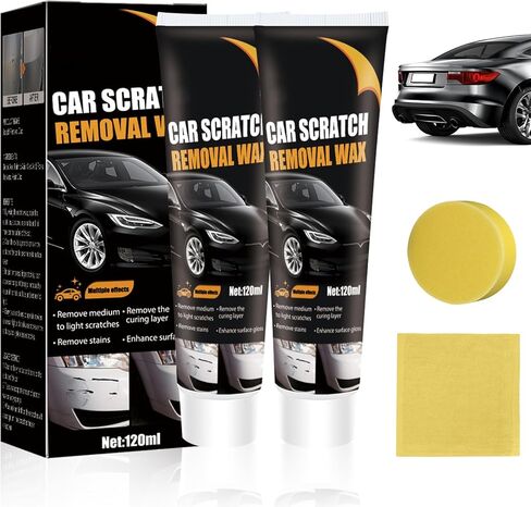 2Pcs Car Scratch Remover Wax, Professional Scratch Remover for Vehicles, Car Scratch Repair Paste for Deep Scratches with Wipe and Sponge,Universal Car Scratch Removal Wax for Deep Scratches Paste Kit in Kuwait