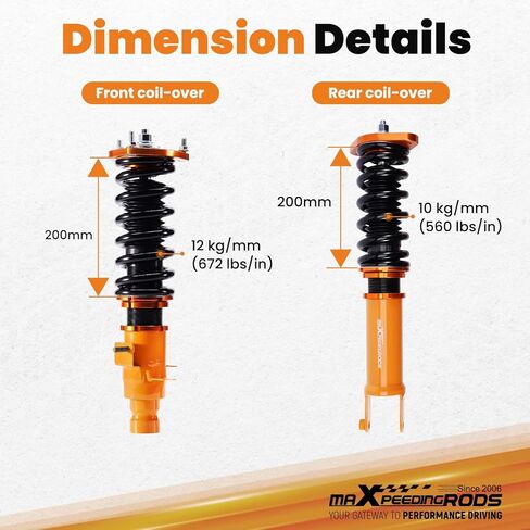 كويلوفيرس maxpeedingrods لسيارة إنفينيتي M35x M45x 2006-2010 AWD، لسيارة إنفينيتي G35x 2003-2008 AWD، لسيارة إنفينيتي G37x 2008-2013 AWD. طقم تعليق كويلوفيرس كامل الارتفاع قابل للتعديل، طقم خفض ذهبي in Kuwait
