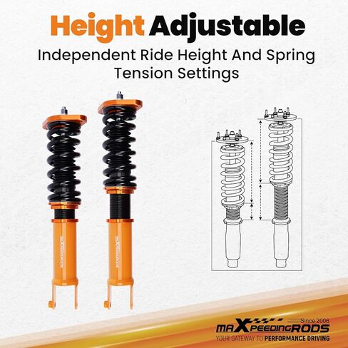 كويلوفيرس maxpeedingrods لسيارة إنفينيتي M35x M45x 2006-2010 AWD، لسيارة إنفينيتي G35x 2003-2008 AWD، لسيارة إنفينيتي G37x 2008-2013 AWD. طقم تعليق كويلوفيرس كامل الارتفاع قابل للتعديل، طقم خفض ذهبي in Kuwait