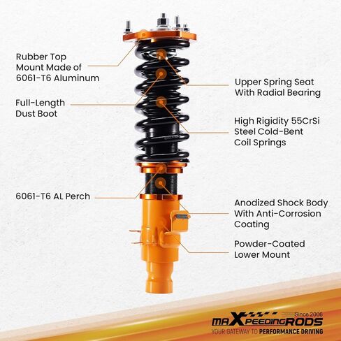 كويلوفيرس maxpeedingrods لسيارة إنفينيتي M35x M45x 2006-2010 AWD، لسيارة إنفينيتي G35x 2003-2008 AWD، لسيارة إنفينيتي G37x 2008-2013 AWD. طقم تعليق كويلوفيرس كامل الارتفاع قابل للتعديل، طقم خفض ذهبي in Kuwait