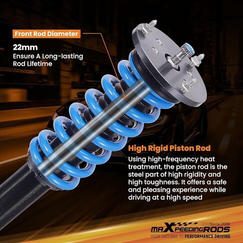maxpeedingrods Coilover لسيارة Mercede-Benz S-Class W220 S430 S500 2000-2006، مجموعة تعليق كويلوفيرس قابلة للتعديل بـ 24 مستوى، مجموعة خفض مطورة T6 قابلة للتعديل باللون الأزرق in Kuwait