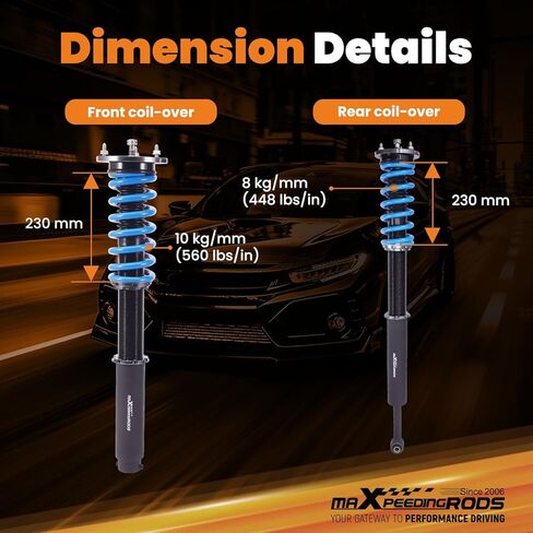 maxpeedingrods Coilover لسيارة Mercede-Benz S-Class W220 S430 S500 2000-2006، مجموعة تعليق كويلوفيرس قابلة للتعديل بـ 24 مستوى، مجموعة خفض مطورة T6 قابلة للتعديل باللون الأزرق in Kuwait
