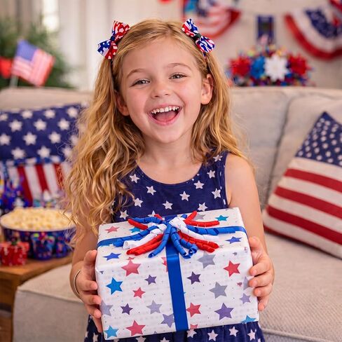 Engrowtic 10 Pack 4th of July Curly Bows for Gift Wrapping 6 Inch Red Blue White Curling Ribbon Bows Large Patriotic Gift Accessory Decorations for Independence Day Memorial Veteran's Day Party Favors in Kuwait