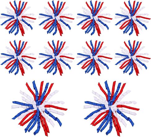 Engrowtic 10 Pack 4th of July Curly Bows for Gift Wrapping 6 Inch Red Blue White Curling Ribbon Bows Large Patriotic Gift Accessory Decorations for Independence Day Memorial Veteran's Day Party Favors in Kuwait