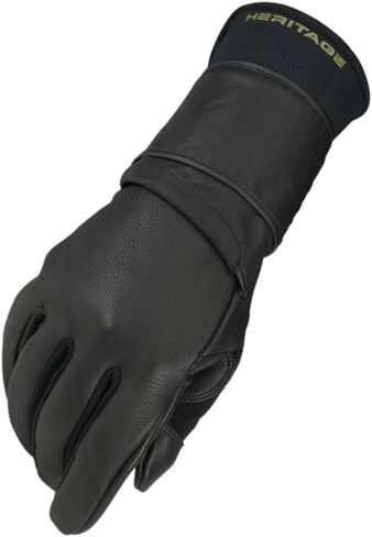 Heritage Jr. Pro 8.0 Bull Riding Gloves, Size 6, Black in Saudi Arabia