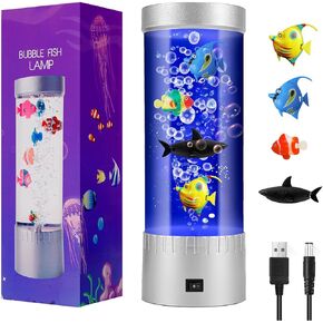 Bubble Color-Changing LED Fish Lamp with Lifelike Swimming Effect - Relaxing Home Décor with Mesmerizing Aquatic Ambiance