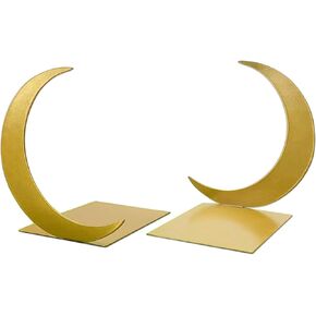 Moon Bookend Gold Bookends Decorative Bookends Moon Metal Book Holders for Nursery Office Shelves(Gold)