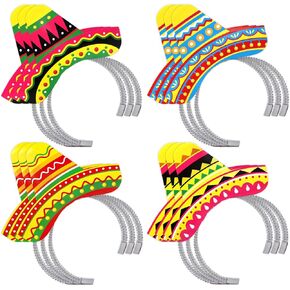 FANCY LAND 12PCS Cinco De Mayo Sombrero Headbands Mexican BirthdayPaper Hats Cinco De Mayo Accessories Fiesta Party Decoration