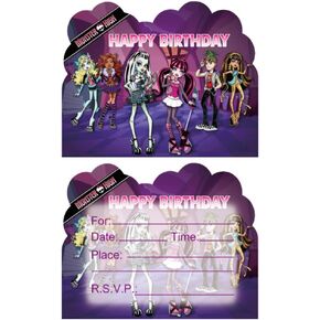 taimowei 20 Pcs monster girl high birthday Party Invitation Cards girl high birthday Party Invitation Cards for monster girl birthday Party Supplies