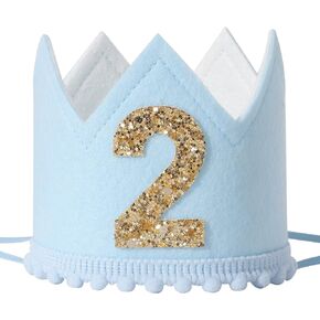 Baby Boys Birthday Crown - Birthday Blue Felt Hat,Birthday Hats for Kids