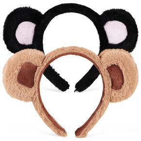 Baluue 2pcs Bear Ears Headband, Plush Animal Ears Headband Cute Party Headwear Womens Headbands Face Wash Supplies Cartoon Headbands Animal Cosplay Hairbands