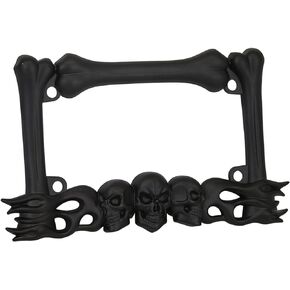 LPF260-C 3D Skull Flames and Bones Style Zinc Metal Chrome Finished Motorcycle License Plate Frame