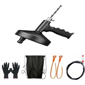 Drain Auger,Plumbers Snake-25ft,Clog Remover for Toilet Tackle Kitchen, Bathroom, and Shower Sink Unblocking with Gloves(Black)