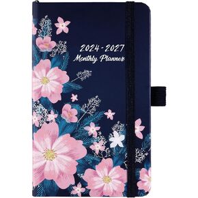 2024-2027 Pocket Planner/Calendar - 3 Year Monthly Planner from July 2024 - June 2027, 6.3" x 3.8", 2024-2027 Monthly Planner with 61 Notes Pages, Inner Pocket, Pen Loop, Elastic Closure