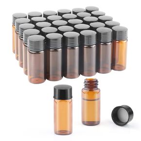 30 Pack 10ml(1/3 Oz) Amber Glass Sample Vials Empty Glass Bottles Liquid Sampling Lab Test Vials Travel Containers with Black Screwcap