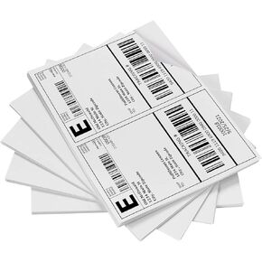 Shipping Labels, Pacific Mailer Half Sheet Shipping Label Compatible for Inkjet 2 Per Page 8.5 x 11 Self Adhesive Mailing Return Address Labels Printable Sticker Paper [100 Sheets/ 200 Labels, White]