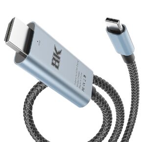 كابل 8K USB C إلى HDMI 2.1 بطول 6.6 أقدام، 8K@60 هرتز 4K@144 هرتز النوع C إلى HDMI 48 جيجابت في الثانية HDR HDCP2.3، متوافق مع iPhone 15 وMacBook Pro وGalaxy S23 وPixel 7 وXPS in Kuwait