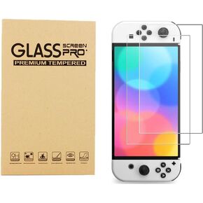 (2 Pack) Designed for Nintendo Switch OLED Tempered Glass Screen Protector, 9H, 0.33mm, Anti Scratch, Bubble Free