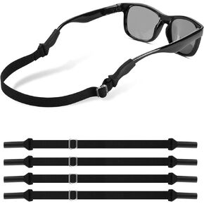 Kids Glasses Straps(6.5-10inch)-Adjustable Glasses Strap Sports Sunglasses Eyeglasses Holder Straps for Toddler and Kids-Eyewear Retainers for boys and girls age 3-12 years (4pcs Black)