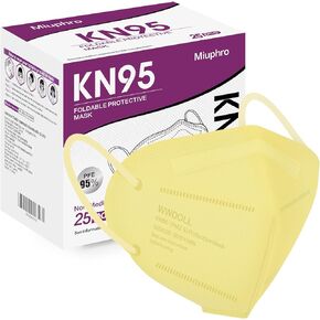 قناع الوجه القابل للتصرف KN95، 25 عبوة من 5 أقنعة أمان قابلة للتنفس ضد PM2.5، قناع حماية جهاز التنفس القابل للتصرف للرجال والنساء باللون الأبيض