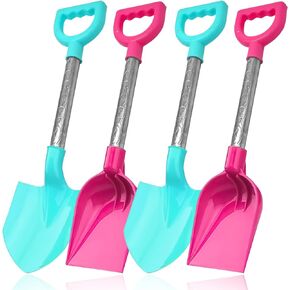 Beach Shovels for Kids,4Pack 15 Inch Stainless Steel Sand Shovels Toys Kids Shovel with Plastic Spade and Handle Summer Outdoor Garden Sand Snow Backyard Party Tool Lightweight Gift Set