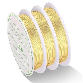 3 Pack Jewelry Wire Craft Wire 22 Gauge Tarnish Resistant Jewelry Beading Wire Copper Beading Wire for Jewelry Making Supplies and Crafting, 0.6mm X 4m for Each Color (Gold)