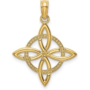 Solid 14k Yellow Gold SM Celtic Knot Irish Claddagh ETERNITY KNOT Charm Pendant 21mm