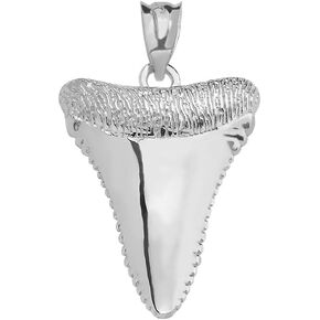 Claddagh Gold Shark Tooth Lucky Pendant Necklace in Polished 925 Sterling Silver - Choice of Style