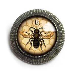 Honey Bee Glass And Brass Brooch