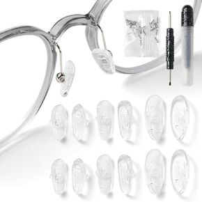 Eyeglasses Nose Pads,6 Pairs Upgraded Soft Silicone Air Chamber Eyeglass Nose Pads,12. 14, 16mm Each with 2 Pairs and 2 in 1 Functional Screwdrivers