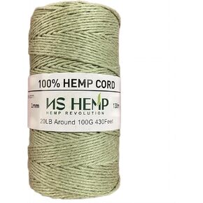 [NS HEMP] 100% Hemp String for Jewelry Making, 1mm Hemp Twine for Crafts, 430 Feet Necklace Cord (28# Light Apricot)