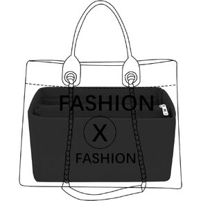 Purse Organizer for Chanel beach bag tote storage bag insert Organizer Y086-black