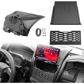 HAKA TOUGH Tablet Holder&Under Dash Net for KRX 1000, Electric Device Phone Ipad GPS Storage Mounts, Dashboard Mesh Plate for Kawasaki Teryx KRX 1000 2020-2023 Accessories,Replace OEM#99994-1340