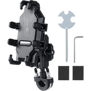 Aluminum Motorcycle Bike Phone Mount, Anti-Shake Motorcycle Phone Holder with Vibration Dampeners, Adjustable Handlebar Cellphone Bracket for Bikes, Scooters, Fit 4.7-7.2" Phones in Kuwait