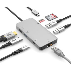 EZQuest USB C Hub Docking Station 8 in 1 with 4K HDMI, 1 Gbit Ethernet, 3 USB A 3.0 Ports, 1 USB-C PD/Data, SD/Micro SD for Work and Travel, Compatible with MacBook/Dell/HP/Lenovo/Laptops