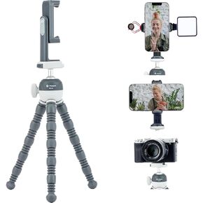 Fotopro Flexible Tripod, Mini Camera Tripod Phone Tripod with Cold Shoe Phone Holder 360 Ball Head, Selfie Stick for Video Recording Vlogging Live Streaming, UFO3 Black