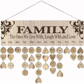 Birthday Gifts Present for Mom Grandma from Daughter - Family Wooden Birthday Reminder Calendar Board, Help Grandma to Track Birthday Wall Hanging Plaques, Best Gift Ideas for Birthday Mothers Day