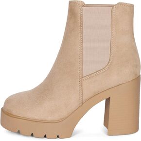 DIVINE - Womens Chuncky High Heel Round Toe Platform Chelsea Ankle Boots