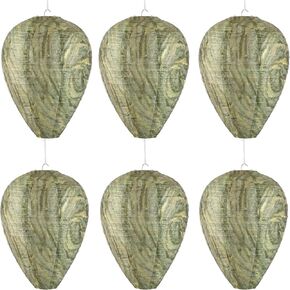 DECYOOL 6 Pack Paper Wasp Nest Decoys Hanging Wasp or Wasps Hornets Yellow Jackets