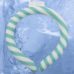 Neck Cooling Tube, Neck Cooler Ring, Wearable Cooling Neck Wraps, Reusable Neck Cooler, Heat Cooling Cold Pack, Summer Heat Relief for Hot Flashes and Fever (Blue Stripe)