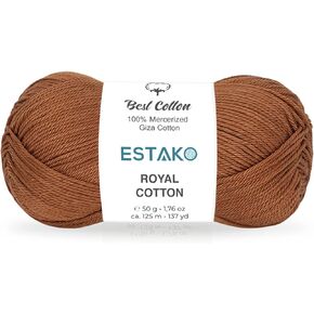 Estako Royal Cotton, 100% Mercerized Giza Cotton Yarn, Soft, Super Fino 1 for Crochet and Knitting 1.76 Oz (50g) / 137 Yrds (125m) (5079 - Denim Blue)