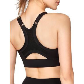 Yvette Sports Bra Adjustable Front Zipper High Impact Supportive Mesh Racerback Bras for Large Busts