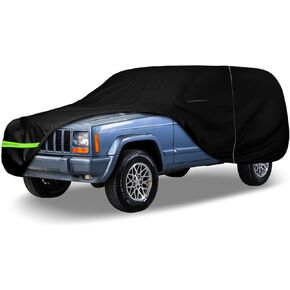 Waterproof Car Cover Compatible with 1983-2001 Jeep Cherokee XJ Accessories, 210T All Weather Car Covers with Inner Cotton for Dust Snow Rain Hail Protection
