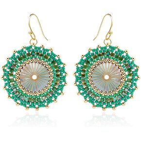 Colorful Bead Earrings For Women Summer Beach Handmade Bead Earrings Bohemia Hoop Dangle Earring For Girls